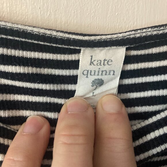 Kate Qui button henley | little black stripe | organic cotton skinny rib - Picture 2 of 4